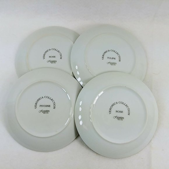 Decorative Plates Veronica Collection Formalites 2 Rose 1 Tulipe 1 Pivoine 8" - Picture 9 of 12